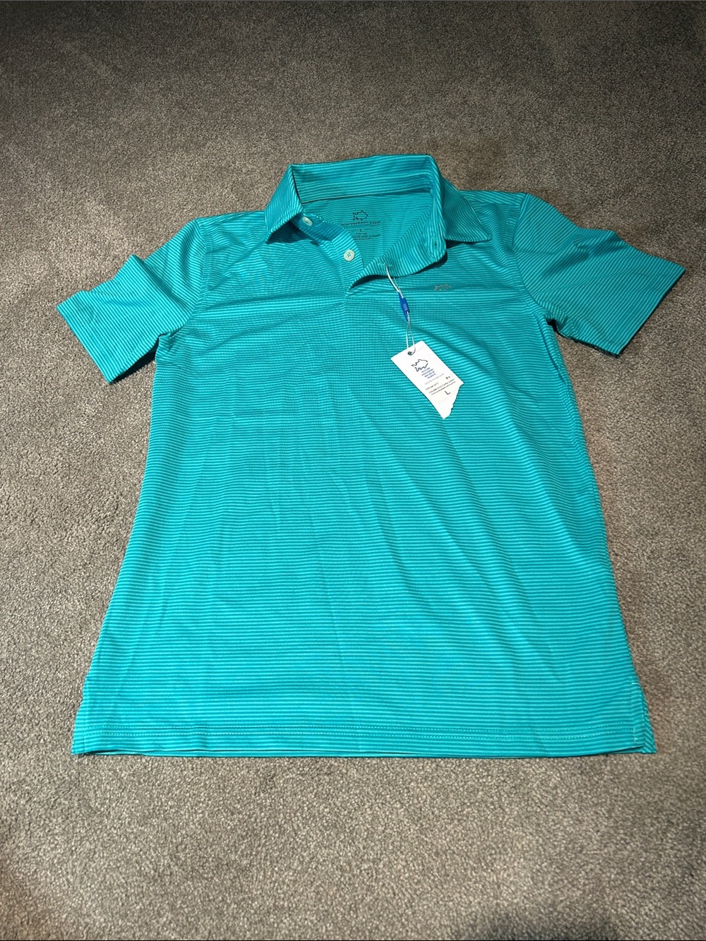 Southern Tide Boys' Teal Striped Polo